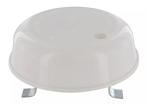 White Plastic RV Plumbing Vent Cap with Metal Clips - Top Angle View | United RV Parts