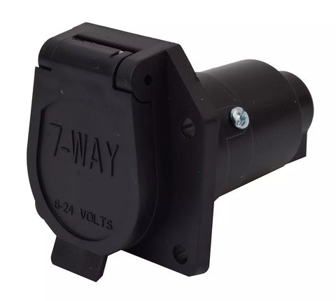 Black Plastic Valterra 7-Way Trailer Connector Vehicle End A10-7082 - Angled View | United RV Parts