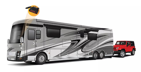 RV Towing Setup with Wireless Coachlink System - Side View | United RV Parts