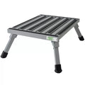 Silver Aluminum Folding RV Step Stool F-08C - Angled View with Non-Slip Surface | United RV Parts