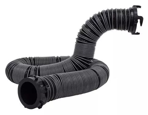 Black UV-Protected Polypropylene RV Sewer Hose - Angled View with End Fittings | United RV Parts