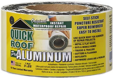 CoFair Quick Roof QR325 Aluminum Repair Tape Roll 3 x 25 Feet - Product Package | United RV Parts