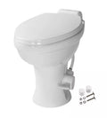 White Lippert Flow Max RV Toilet with Hardware - Product Package View | United RV Parts