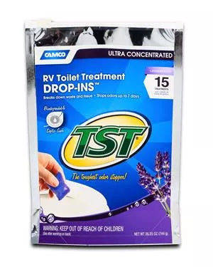 Camco TST Drop-Ins 41559 Lavender RV Toilet Treatment 15 Pack - Front View | United RV Parts