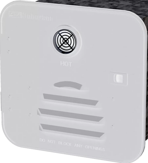 White Suburban RV Water Heater Access Door 6285APW ST-42 ST-60 - Angled View | United RV Parts