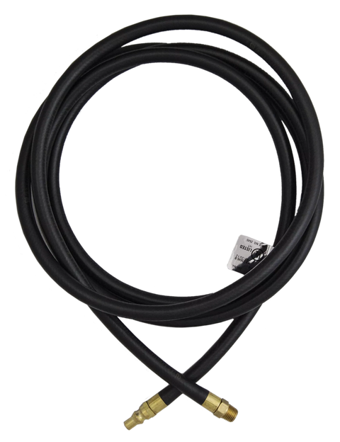 Black Rubber RV High Pressure LP Gas Hose 1/4" ID with Brass MNPT Fittings - Front View | United RV Parts