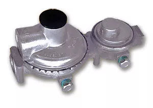 Silver Metal LP Gas 2 Stage Regulator MEGR-291 - 3/4 Angle View | United RV Parts