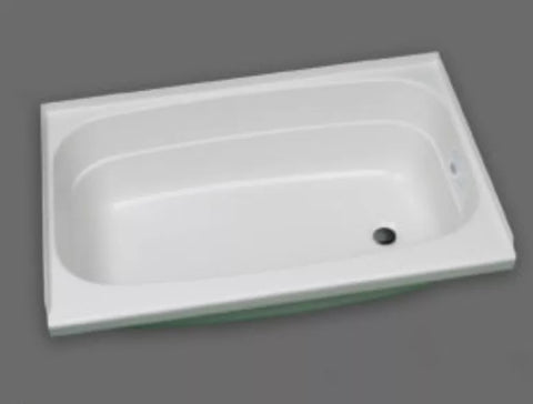 White Acrylic Specialty Recreation Bath Tub BT2436WR Right Hand Drain - Angled View | United RV Parts