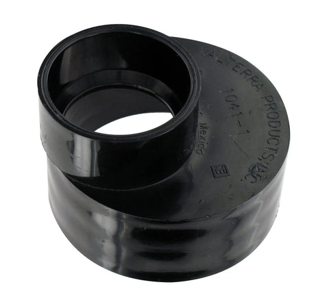Black ABS Valterra T1041-1 Eccentric Tank Reducer 3" to 1.5" - Angled View | United RV Parts