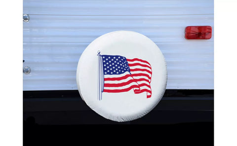 White ADCO American Flag Spare Tire Cover - Installed on RV | United RV Parts