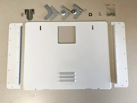 White Dometic Water Heater Door Kit 94946 with Hardware - Top View | United RV Parts
