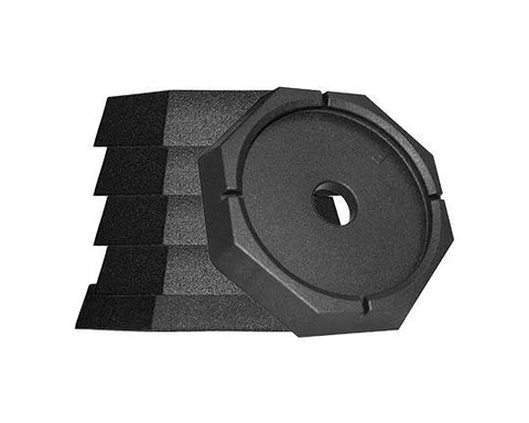 Black Rubber SnapPad Grand Lux EQ Octagon Jack Pads 6-Pack Stacked - Angle View | United RV Parts