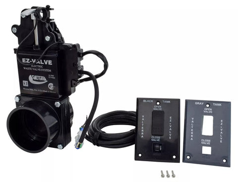 Black Valterra EZ Valve Electric Waste Valve E40-8 Complete Kit - Flat Layout | United RV Parts